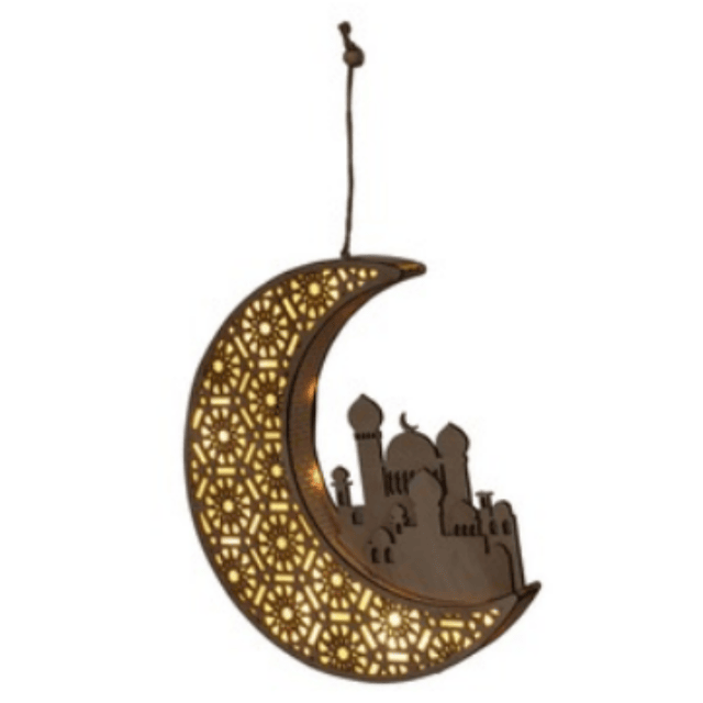 LED-Holzdeko Ramadan Deko Licht Muslimische Dekoration Festtagsdeko Holzlicht Geschenk Restposten