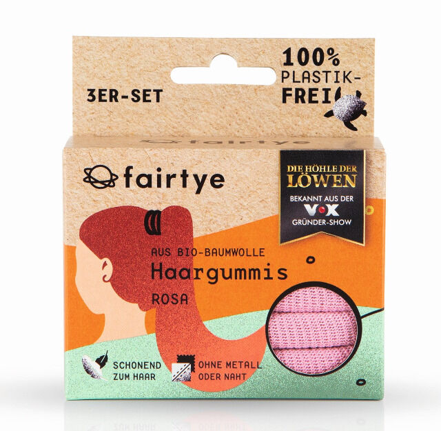 fairtye Haargummi 3er Set unisize- rosa 