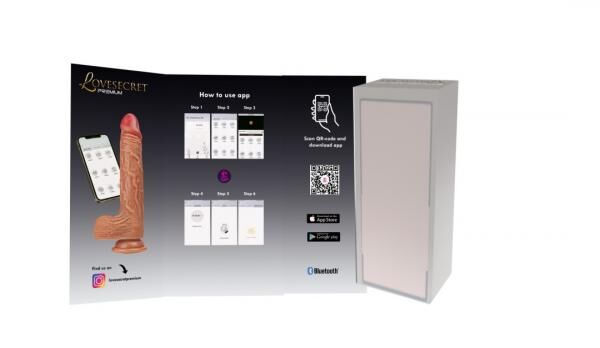 Lovesecret Premium - LS04 - Realistischer Vibrator mit großen Eiern - App-gesteuert - Auf & Ab / Erwärmt / Schiebend / Schüttelnd Modi - Fleischfarben