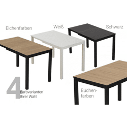 Extendable dining table 4-6 pers. kitchen table 80-120cm choice of colors oak, beech, white or black
