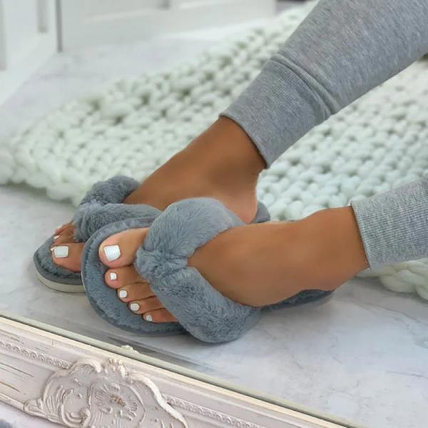 Flauschige Hausschuhe FurryFaux (Schwarz, Rosa und Grau) 