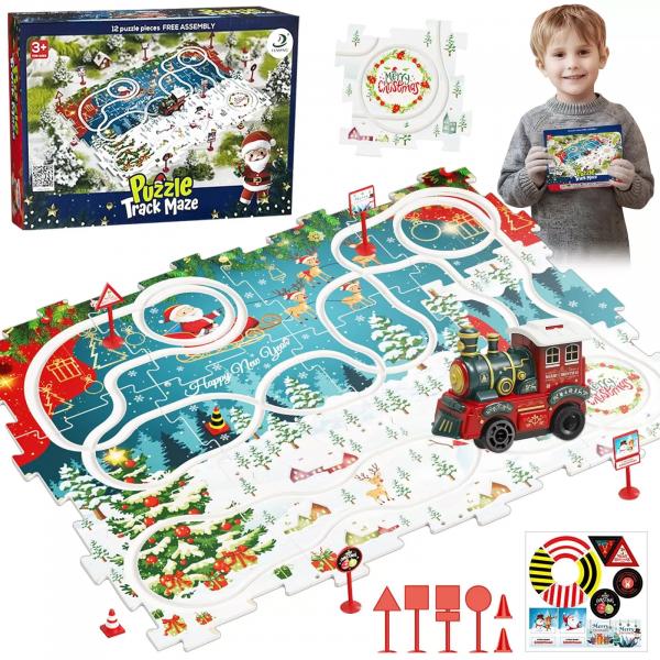 MerryRail™ Weihnachtspuzzle mit elektrischem Zug - 25 Stück