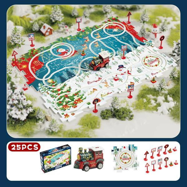 MerryRail™ Weihnachtspuzzle mit elektrischem Zug - 25 Stück
