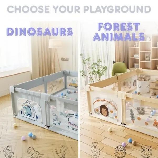 PlayFort™ Kinder Aktivitätslaufstall - 180 x 150 cm - Grau, Beige