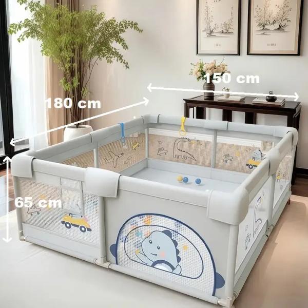 PlayFort™ Kinder Aktivitätslaufstall - 180 x 150 cm - Grau, Beige