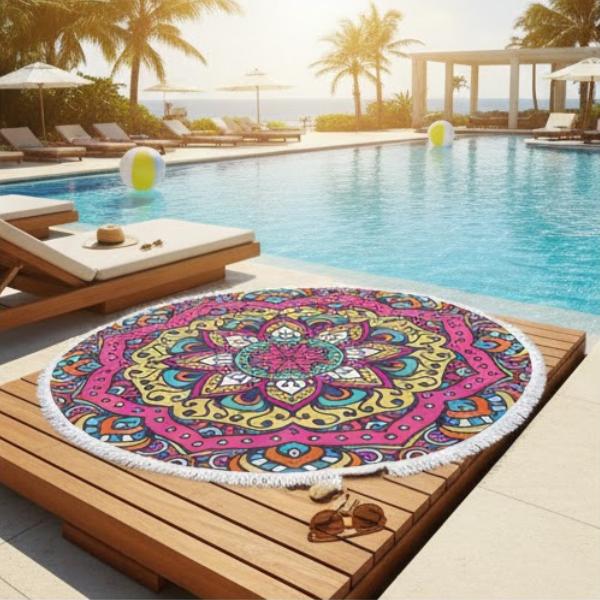 Rundes Strandtuch Mandala