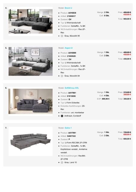 Black Week Möbel Paket Sofas Betten Sessel Superpreis viele Modelle große Auswahl