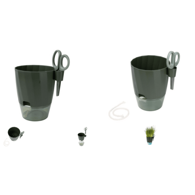 Kräuterset mit Schere Kräuterzucht Kräutertopf Kräutergarten Indoor Selbstbewässerndes Küchenkräuter Restposten