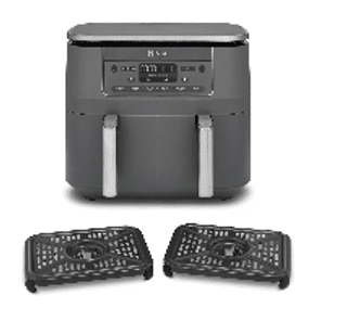 Ninja DZ300EU 7,6L – Heated Air Fryer – Leistungsstarke Doppelkammer-Heißluftfritteuse – A-Ware