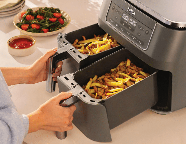 Ninja DZ300EU 7,6L – Heated Air Fryer – Leistungsstarke Doppelkammer-Heißluftfritteuse – A-Ware