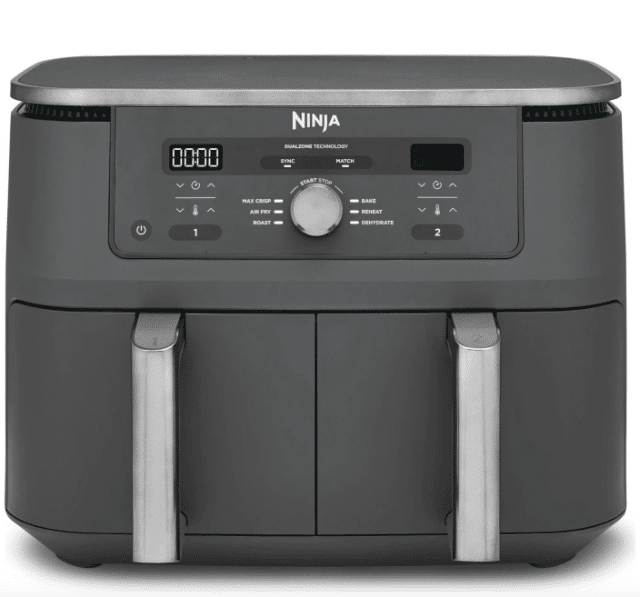 Ninja DZ400EU 9,5L – Heated Air Fryer – Leistungsstarke Doppelkammer-Heißluftfritteuse – A-Ware