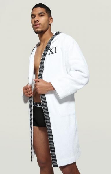 BIKKEMBERGS Men's Bathrobe BKK1MBR01 BLACK/NAVY/WHITE/GRAY