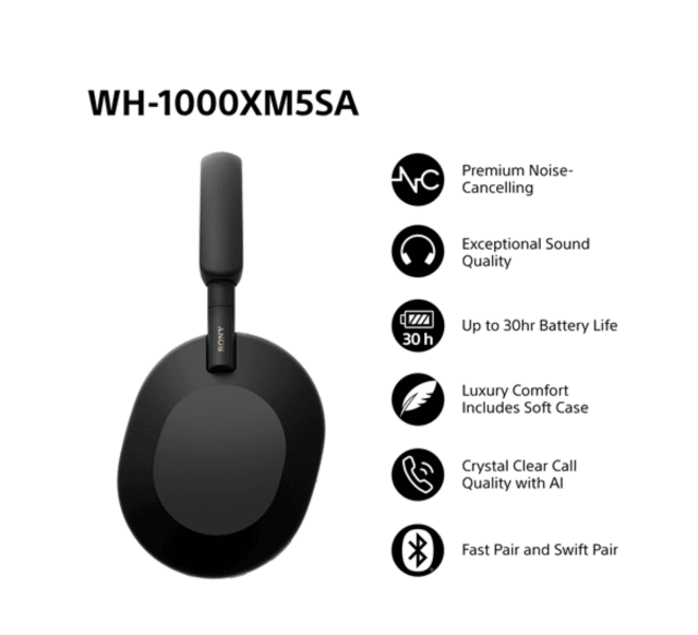 Sony WH-1000XM5 SA – Premium Noise Cancelling Kopfhörer – Wireless, Hi-Res Audio – Neuware
