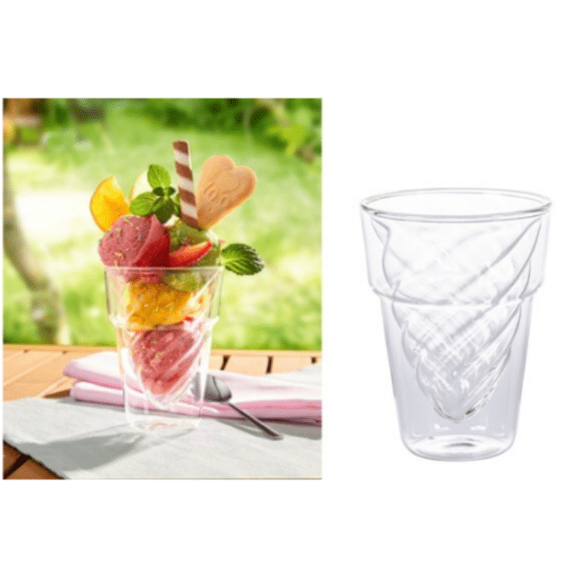 Isolier-Glas-Eisbecher doppelwandiger Dessertglas Gastro Doppelwand Eisdessert Thermoglas Sommer Kühlglas Eis Restposten