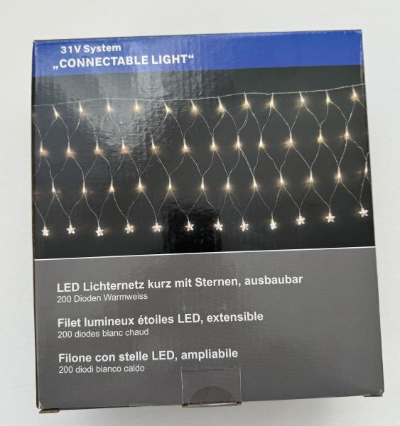 LED Lichternetz mit Sternen – 200 warmweiße LEDs – erweiterbar – Innen & Außen