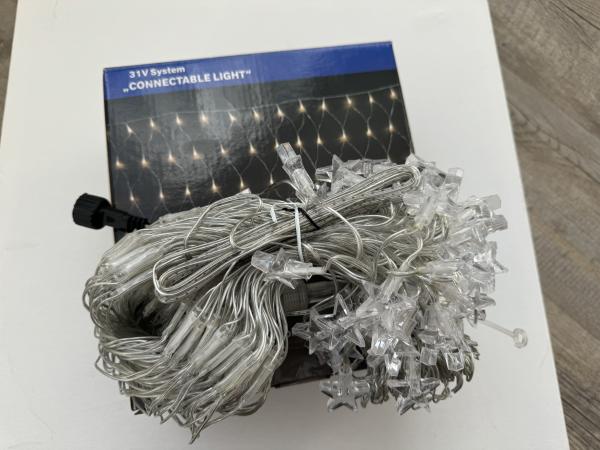 LED Lichternetz mit Sternen – 200 warmweiße LEDs – erweiterbar – Innen & Außen