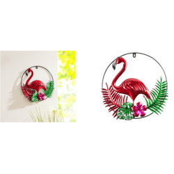 Metall-Deko Paradies Wanddeko Flamingo Dekoration Kunst Outdoor Indoor Wandhänger Metallbild Restposten