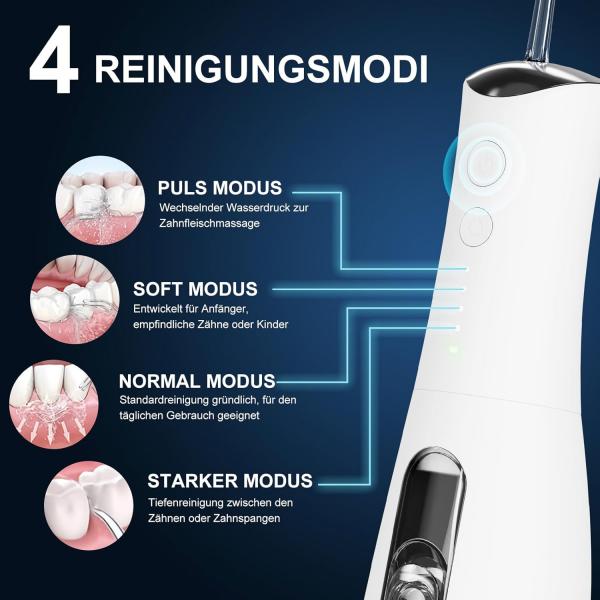 IVISMILE Kabellose Munddusche – 300 ml Tank, 4 Modi, 5 Jet-Düsen, IPX7 wasserdicht – Weiß – Großhandel / Gesamtabnahme