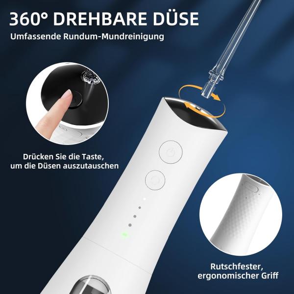 IVISMILE Kabellose Munddusche – 300 ml Tank, 4 Modi, 5 Jet-Düsen, IPX7 wasserdicht – Weiß – Großhandel / Gesamtabnahme