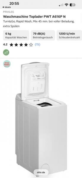 Waschmaschine Toplader PWTA616PN Turn&Go RapidWash Mix Express