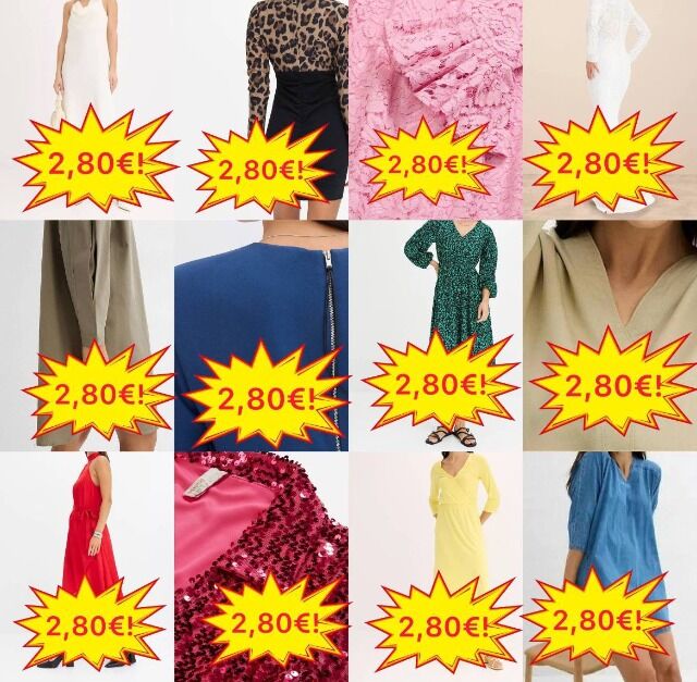 2,80 € Mix Damenkleider Kategorie A, Größen 32–54, Frühjahr Sommer Herbst, Mindestabnahme 20 Stück, Ware auf Lager, Versand weltweit