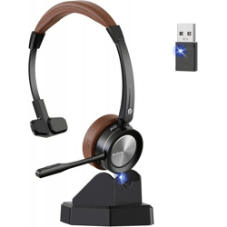Bluetooth Mono Headset mit Mikrofon & USB-Dongle – KI-Rauschunterdrückung, Bluetooth 5.2, bis 40h Akku – Ideal für Büro, Callcenter & Homeof
