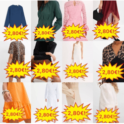 Ab 2,80 € Mix Damenkleider Lagerware Kategorie A, bekannte deutsche Kataloge, Größen 32–54, Mindestmenge 20 Stück, weltweiter Versand