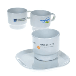 Kubki ceramiczne z Logo z podstawkami z Logo 190 ml MIX