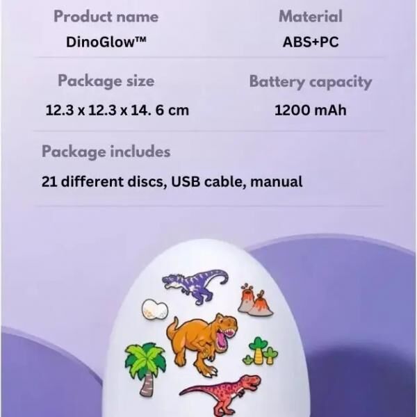DinoGlow™ 2-in-1 Dinosaurier Ei LED-Projektor amp; Nachtlicht | 21 Dreamy Themen amp; 360 ° Rotation | Großhandel Kinder Stimmungsbeleuchtung