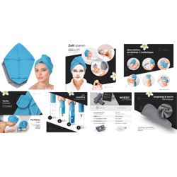 Haarturban 2er Set (GRAU/BLAU) / (GRAU/GRAU) Haarhandtuch Badtextilien Beauty Zubehör Badezimmer Bad rutschfest Haarpflege Restposten