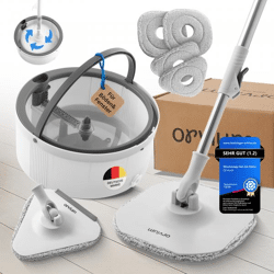 Wischmopp Set mit Eimer, 2-Kammer-System, inkl. Wechselpads (quadratisch & dreieckig) – Premium Haushaltsreinigung