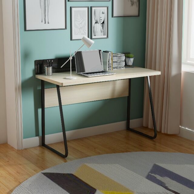 Schreibtisch Stabiler Computertisch Arbeitstisch mit Magnettafel Industrie Eicheoptik – 120 cm