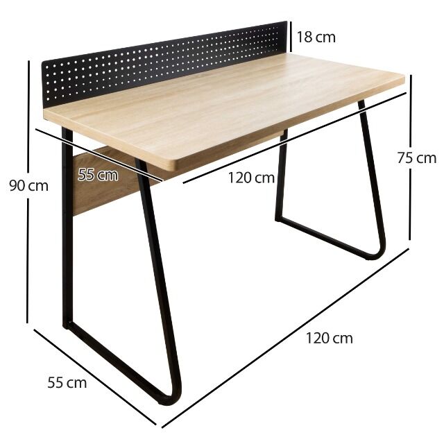 Schreibtisch Stabiler Computertisch Arbeitstisch mit Magnettafel Industrie Eicheoptik – 120 cm