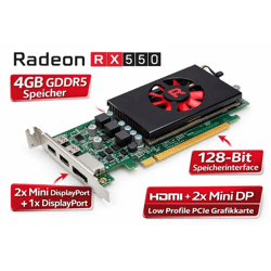 AMD Radeon RX 550 4GB GDDR5 128-Bit Low Profile DP Mini-DP Grafikkarte