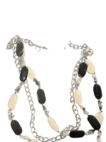 Halskette Lang exotisch mit Silbertatsch 