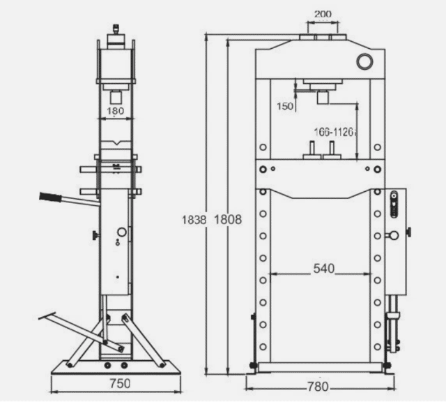 KW-TL0500-BH Werkstattpresse 20T Hydraulikpumpe mit Handbedienung