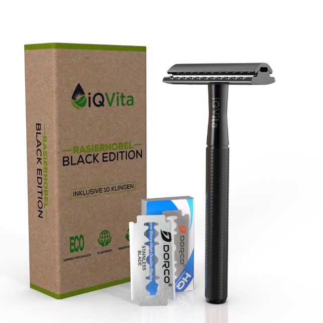 Premium Rasierhobel Metall - inkl. 10 Rasierklingen - Safety Razor - Eco - Umweltfreundlich & Nachhaltig