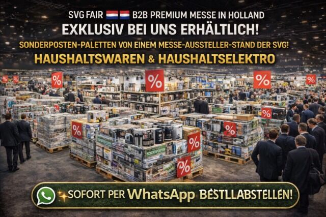 Restposten Paletten Messe Palette von der Postenmesse SVG in Holland - Haushalt und Elektro - Neuware - Einmalig 