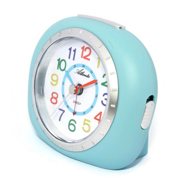 Kinderwecker, schleichende Sekunde, RUBBER FINISH, Repetition, Licht, buntes Zifferblatt, einfache Einstellung der Alarmzeit über Frontring