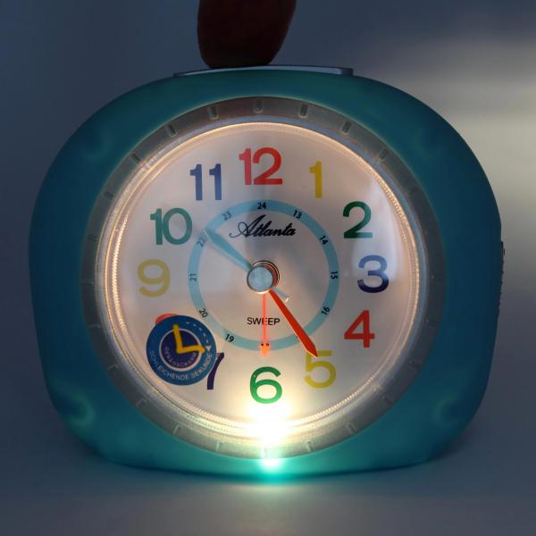 Kinderwecker, schleichende Sekunde, RUBBER FINISH, Repetition, Licht, buntes Zifferblatt, einfache Einstellung der Alarmzeit über Frontring