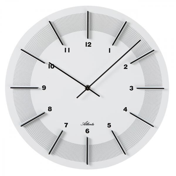 Moderne Wanduhr Quartz, Holz-MDF-Gehäuse 40cm, elegante erhabene Indexe + Zahlen