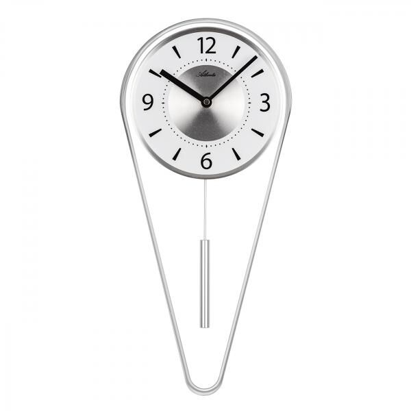 Pendeluhr Quartz, Metall-/Glass-Kombination, 4 gut lesbare arabische Zahlen