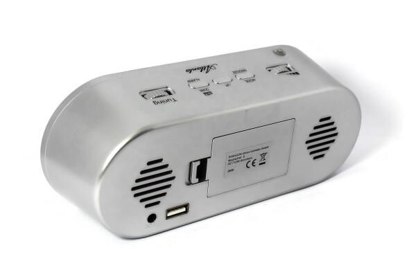 Radio-Netzwecker, Alarm mit Beepsound, Repetition, Luftfeuchtigkeitsanzeige, Temperaturanzeige, 2 Helligkeitsstufen