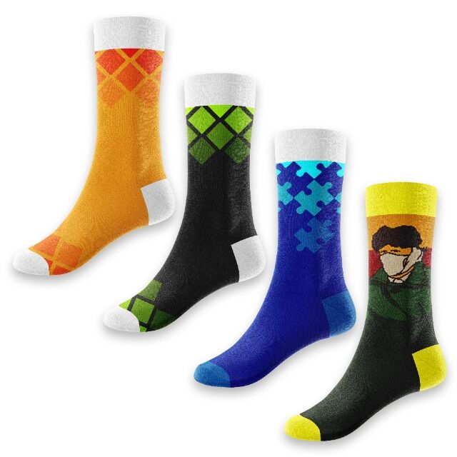 5.000 Paar bunte & lustige Socken – 16 Motive – Neuware – nur 0,50 €/Paar – ideal für Wiederverkäufer!