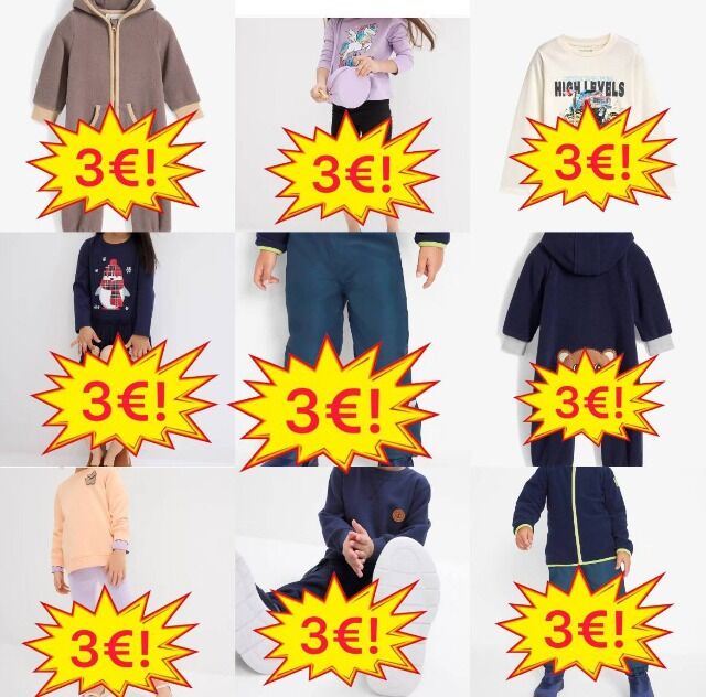 3,00 € Kinderbekleidung Mix Kategorie A, neue Markenware, verschiedene Größen von Babys bis Teenager, Lagerware