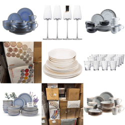 18 € Geschirr Mix Kategorie A/B/C, Teller Gläser Tassen Sets, bekannte Marken, verschiedene Designs, Lager Deutschland