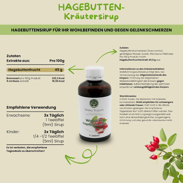Wohlfühl Hagebuttensirup 200ml - MHD:05/2027