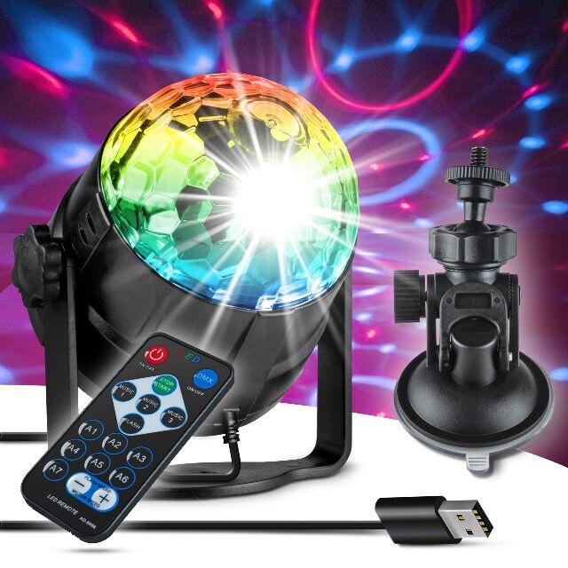 Deluxe LED Discokugel Kinder – Diskokugel musikgesteuert – 7 Farben Diskolichteffekt + 4M USB Kabel - Partylicht + Fernbedienung