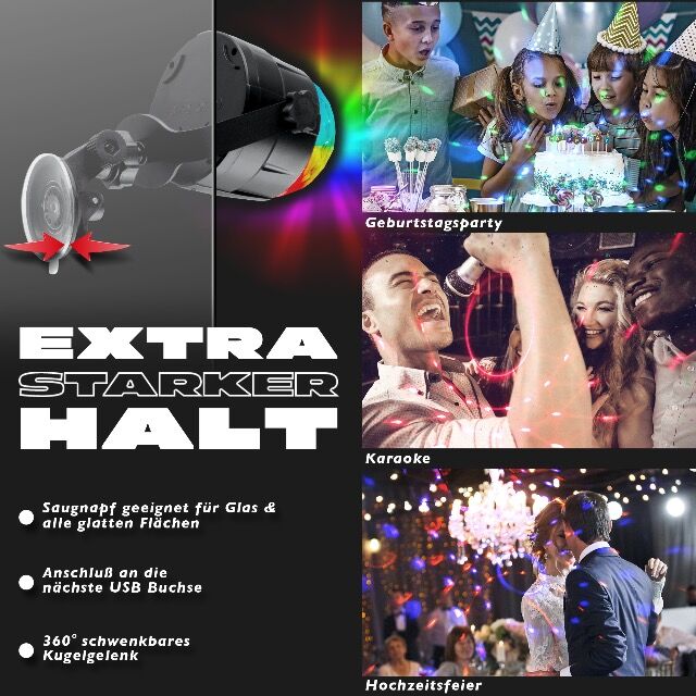 Deluxe LED Discokugel Kinder – Diskokugel musikgesteuert – 7 Farben Diskolichteffekt + 4M USB Kabel - Partylicht + Fernbedienung