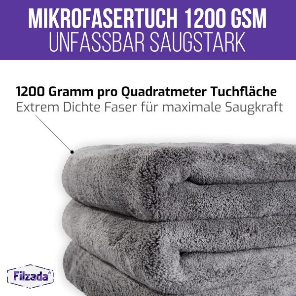*WG LAGERUMZUG* Filzada® 3x Lackschonendes Mikrofasertuch Auto Mit 1200 GSM - Unfassbare Saugkraft 